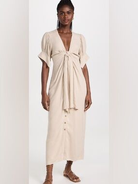 Free People Cream Maxi Dress with Front Tie